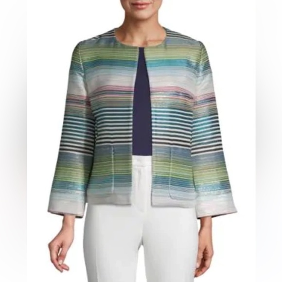 Escada Jackets & Blazers - Escada Banora Metallic Stripe Jacket In Blue N170-14